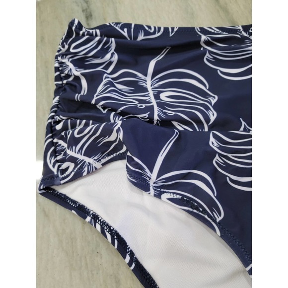 Grace Tempt Two Pc High Waisted Bikini Yellow Navy Blue Molded Padded Bra XL NWT - Picture 5 of 10